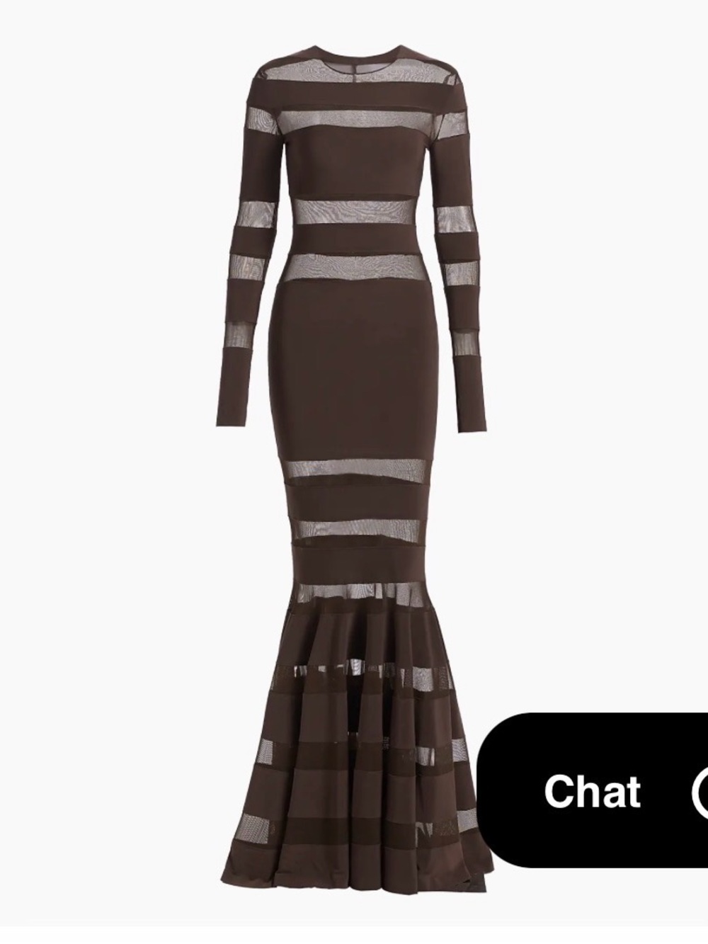 NWT Norma Kamali Spliced Mesh Fishtail Gown Chocolate XXS- price drop! - Picture 6 of 9